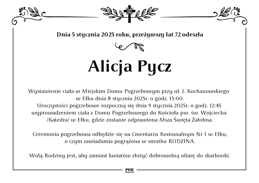 Alicja Pycz - nekrolog